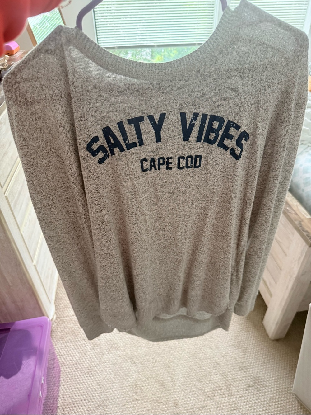Salty Vibes Cape Cod Women's Cozy Crewneck Sweater - Grey